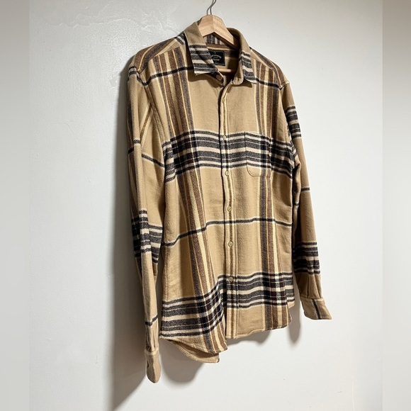 Portuguese Flannel Plaid Shirt - Tan/Brown/Black - Size L - Picture 6 of 9